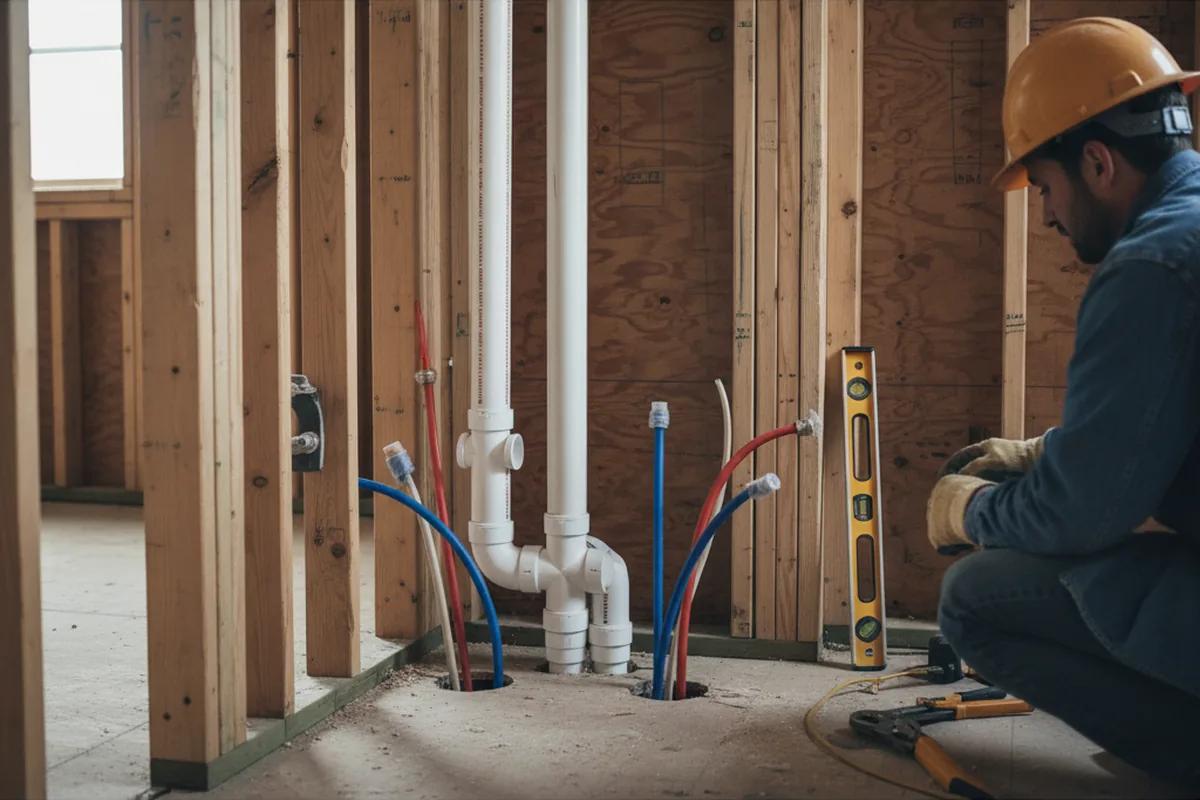 Drain and supply rough-in during Toilet Repair and Installation in Lake Forest